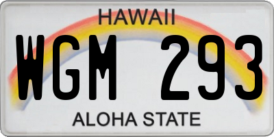 HI license plate WGM293