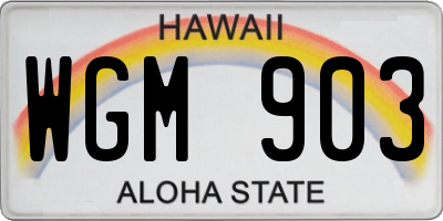 HI license plate WGM903