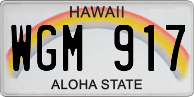 HI license plate WGM917