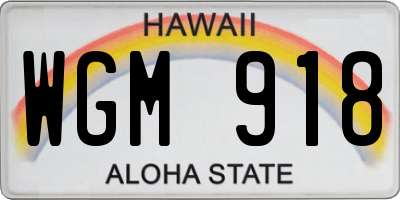 HI license plate WGM918
