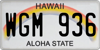 HI license plate WGM936
