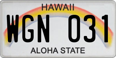 HI license plate WGN031