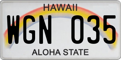 HI license plate WGN035