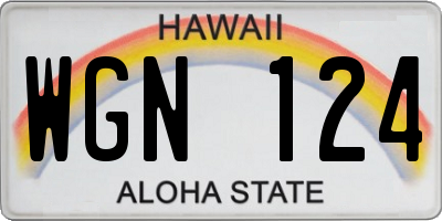 HI license plate WGN124