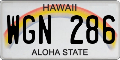 HI license plate WGN286