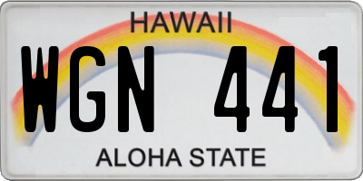 HI license plate WGN441
