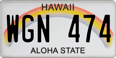 HI license plate WGN474