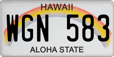 HI license plate WGN583