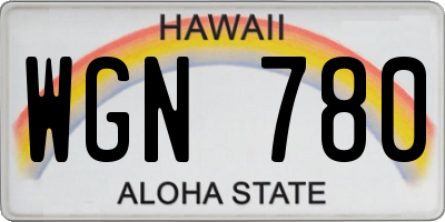 HI license plate WGN780