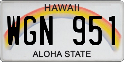 HI license plate WGN951