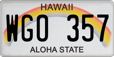 HI license plate WGO357