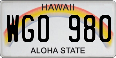 HI license plate WGO980