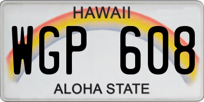 HI license plate WGP608