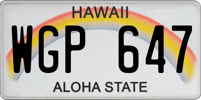 HI license plate WGP647
