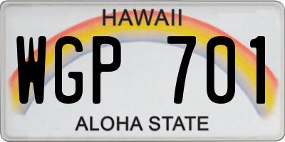 HI license plate WGP701
