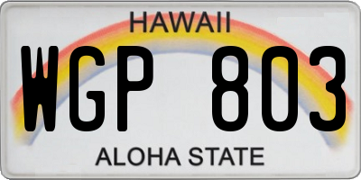 HI license plate WGP803