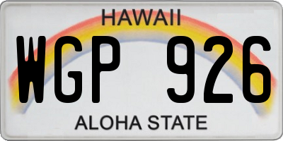 HI license plate WGP926