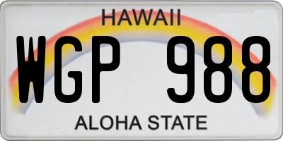 HI license plate WGP988