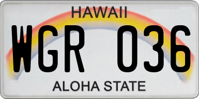 HI license plate WGR036