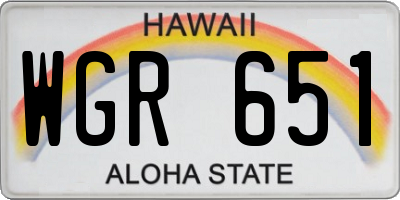 HI license plate WGR651
