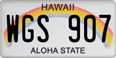 HI license plate WGS907