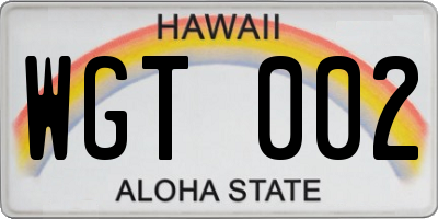 HI license plate WGT002
