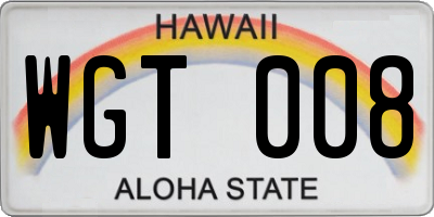 HI license plate WGT008