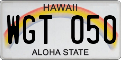 HI license plate WGT050