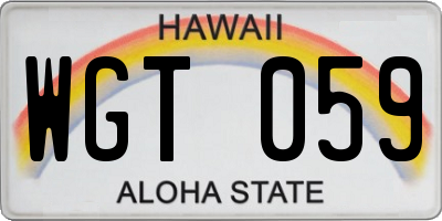 HI license plate WGT059