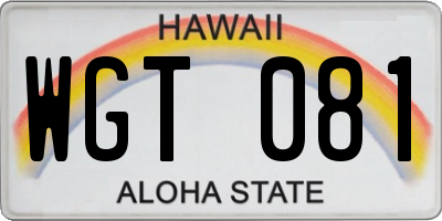 HI license plate WGT081