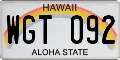 HI license plate WGT092