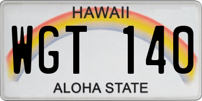 HI license plate WGT140
