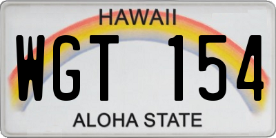 HI license plate WGT154