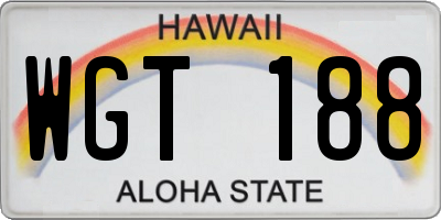 HI license plate WGT188