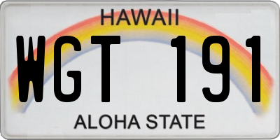 HI license plate WGT191