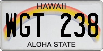 HI license plate WGT238