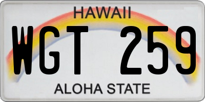 HI license plate WGT259
