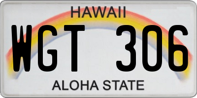 HI license plate WGT306