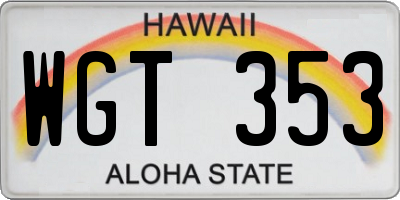 HI license plate WGT353