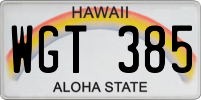 HI license plate WGT385