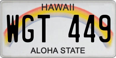 HI license plate WGT449