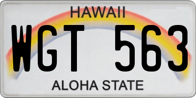 HI license plate WGT563