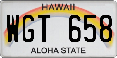 HI license plate WGT658