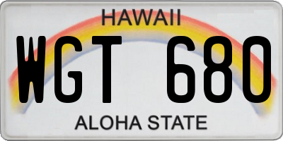 HI license plate WGT680