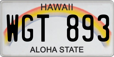 HI license plate WGT893