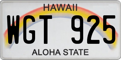 HI license plate WGT925