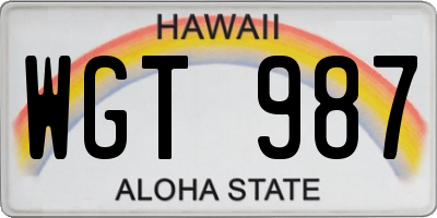 HI license plate WGT987
