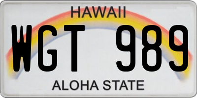HI license plate WGT989