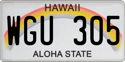 HI license plate WGU305