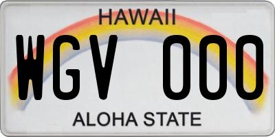 HI license plate WGV000